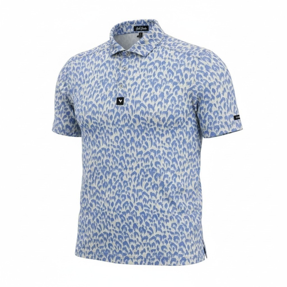Bad Birdie Polo Shirt Mens Large Blue Abstract Print Golf Performance Stretch